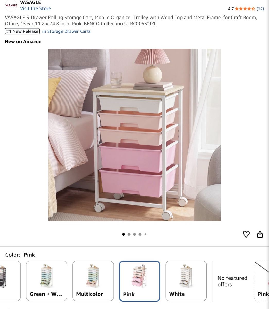 Nightstand organizer cart- new in box!