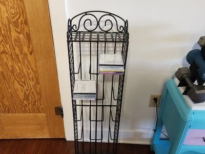 Cool metal cd rack. Holds hundreds of CDs. Welded metal.