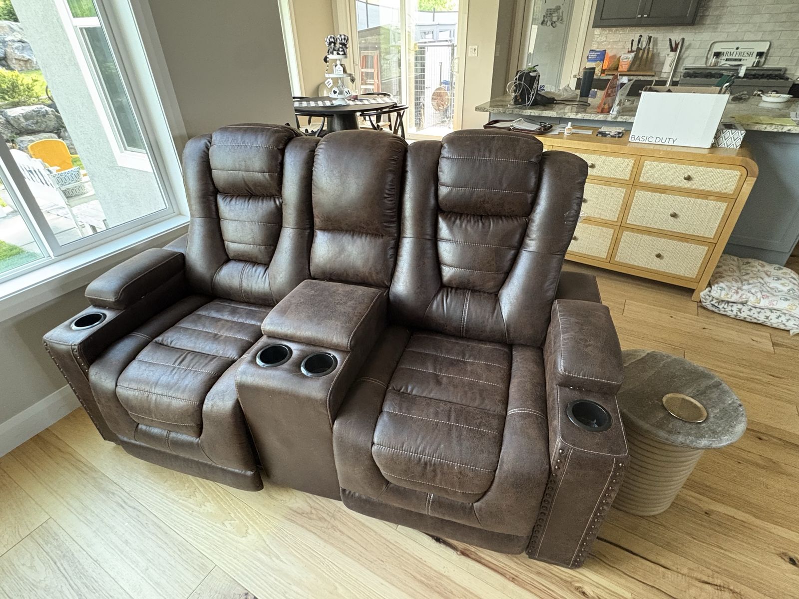 Ashley Power Reclining Loveseat w/ Console & Cup Holders