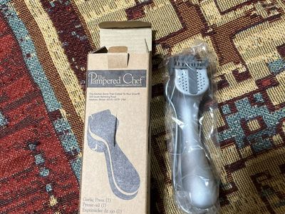 Pampered Chef Garlic Press with Original Box and Packaging