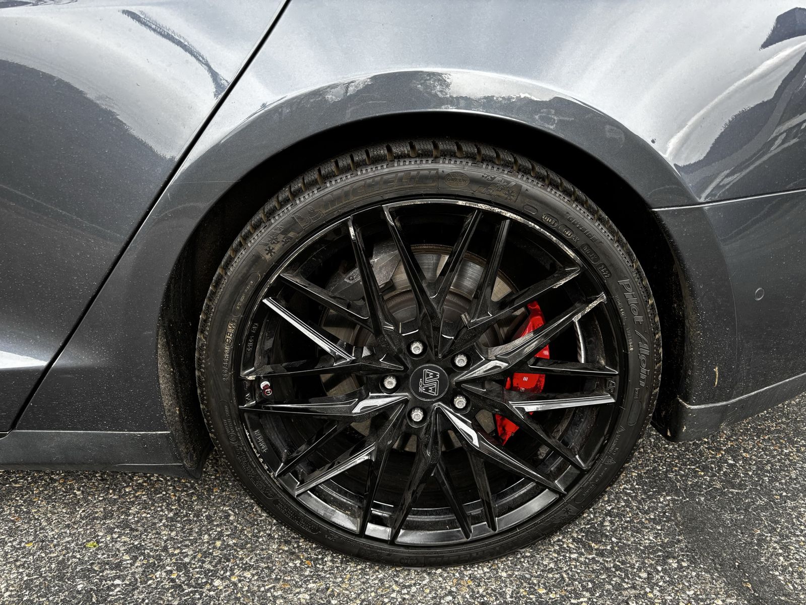 MSW by OZ Black Wheel with Michelin Pilot Alpin Winter Tire 235/35R19 tesla model s