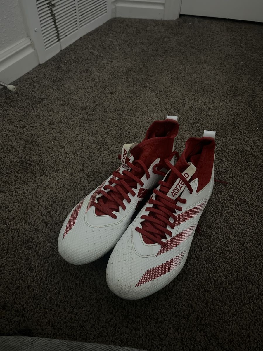 Adidas adizero red and white football cleats