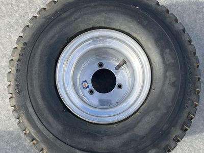 Aluminum wheel and tire.