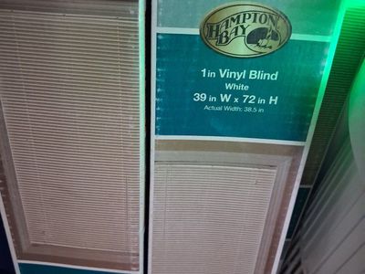 Hampton Bay 1 in Vinyl Mini Blind White 39 in W x 72 in H Room Darkening