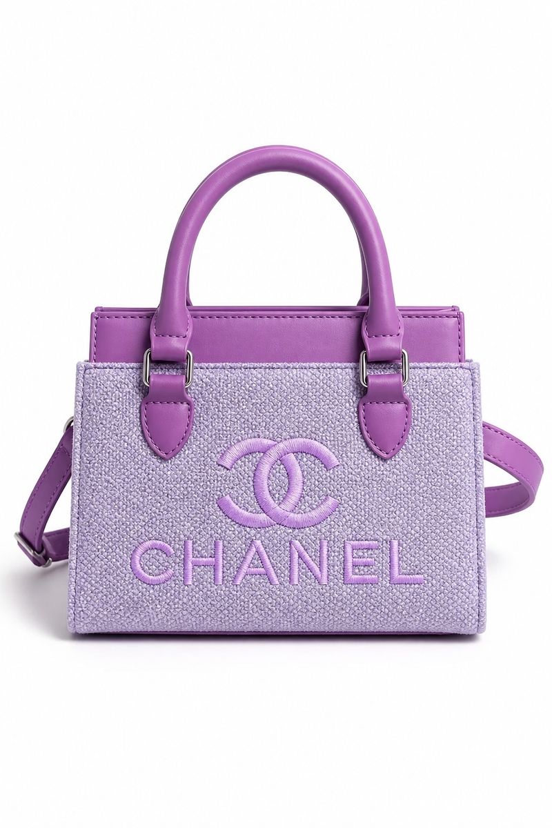Chanel Small Deauville Tote Light Purple Tweed & Leather Crossbody Bag