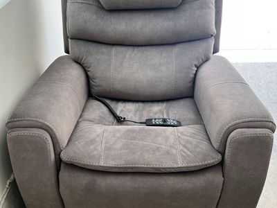 Electric Power Lift Recliner Chair - Gray Microfiber with Heat Function & Remote Control
