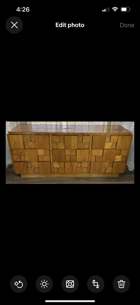 Lane Staccato MCM Brutalist Lowboy Dresser 9 Draw