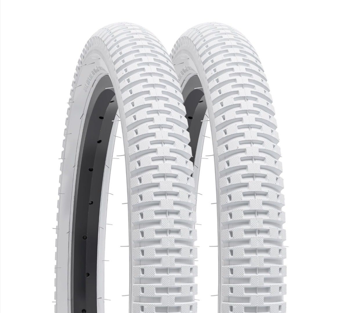 YUNSCM 2-PCS 16" x 1.95" (53-305) White Bike Tires (No Tubes Included)