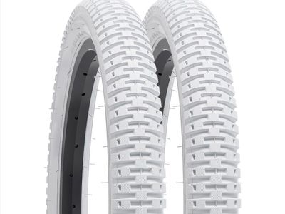 YUNSCM 2-PCS 16" x 1.95" (53-305) White Bike Tires (No Tubes Included)