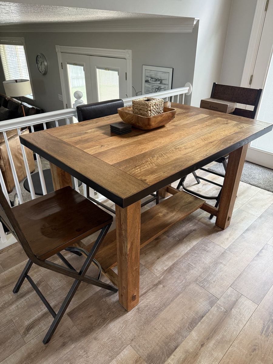 Wood & Metal Counter Height Dining Table