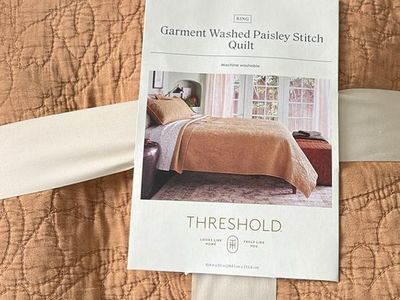 Threshold King Garment Washed Paisley Stitch Quilt Rust Orange