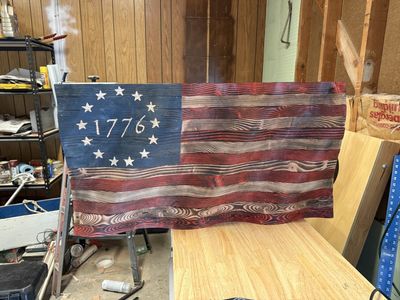 Rustic Wooden American Flag 1776 Betsy Ross style