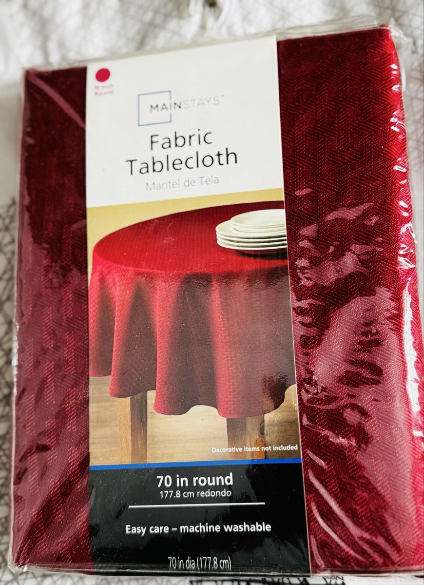 Brand New 70" Round Cranberry Tablecloth