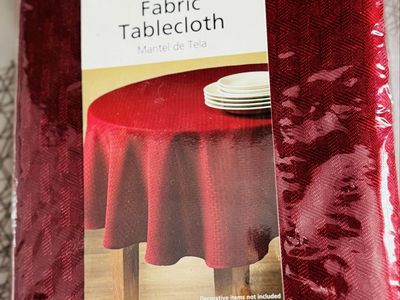 Brand New 70" Round Cranberry Tablecloth