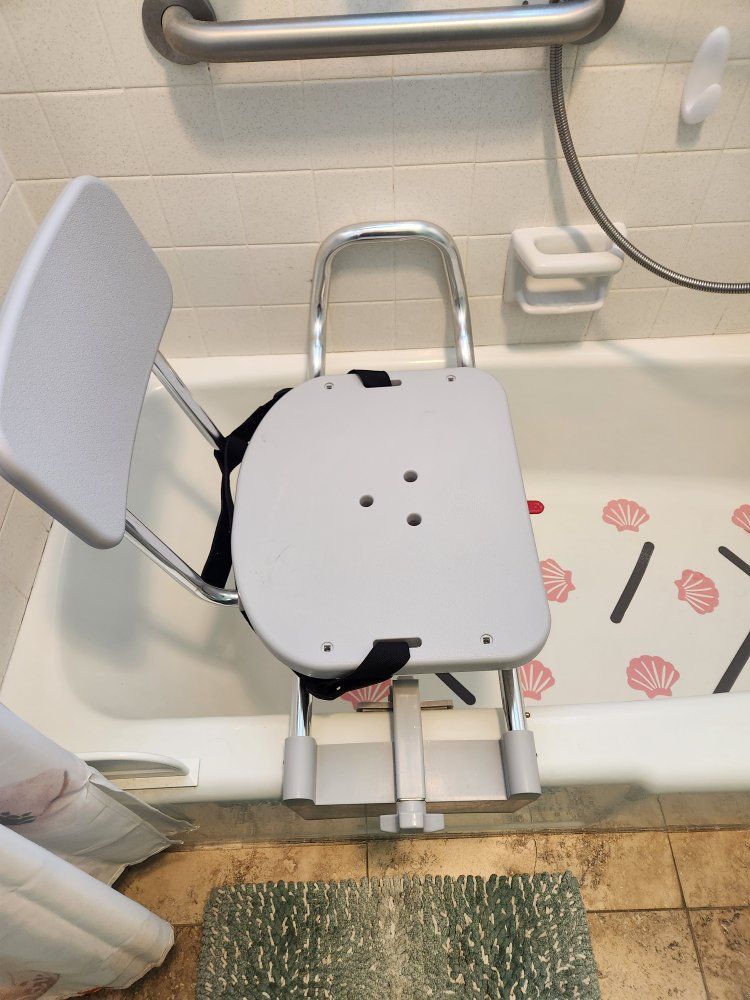 Pro-Slide Bath Chair Transfer Bench with 360° Swivel Seat & Height Adjustment, 350lbs Capacity