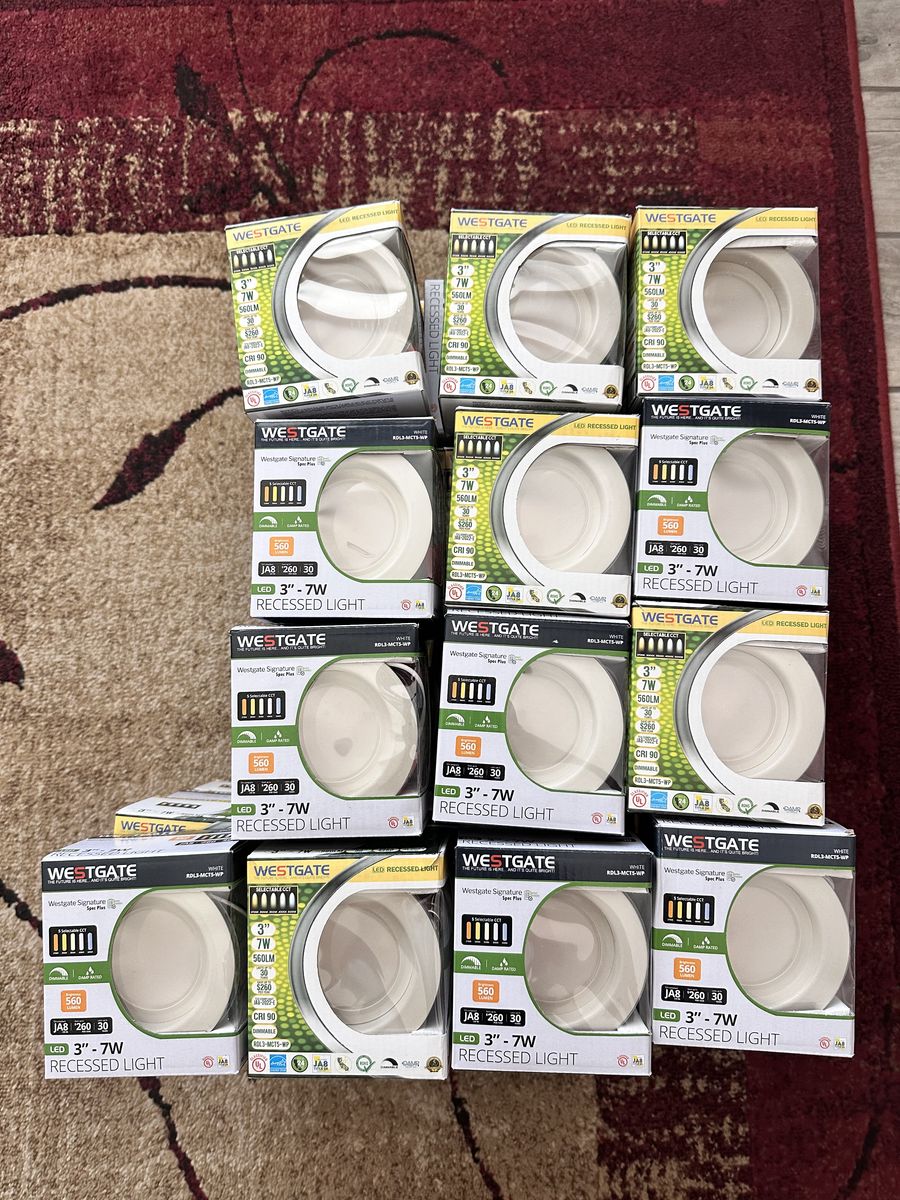 52x3" LED Recessed Lights- CCT Selectable-New