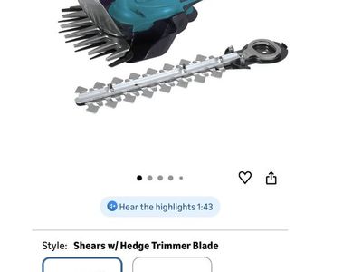 Makita 18V Cordless Grass Shear With Hedge Trimmer