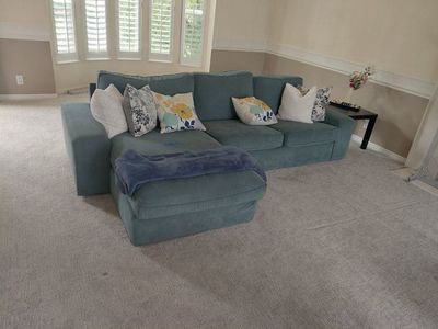 IKEA FRIHETEN Sleeper Sofa Sectional - Blue/Green, Chaise Lounge, Storage, UsedGood Condition