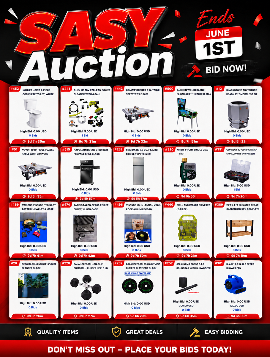 Massive Liquidation Auction: Tools, Electronics, Bikes & More! Ends June 1st