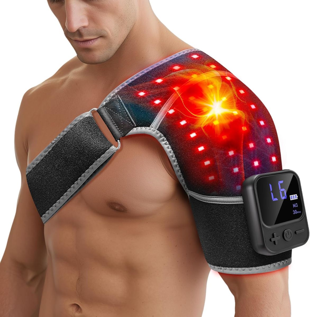 NEW Cordless Red Light Therapy for Shoulder with Massage, 5000mAh Battery Portable Red Light Therapy