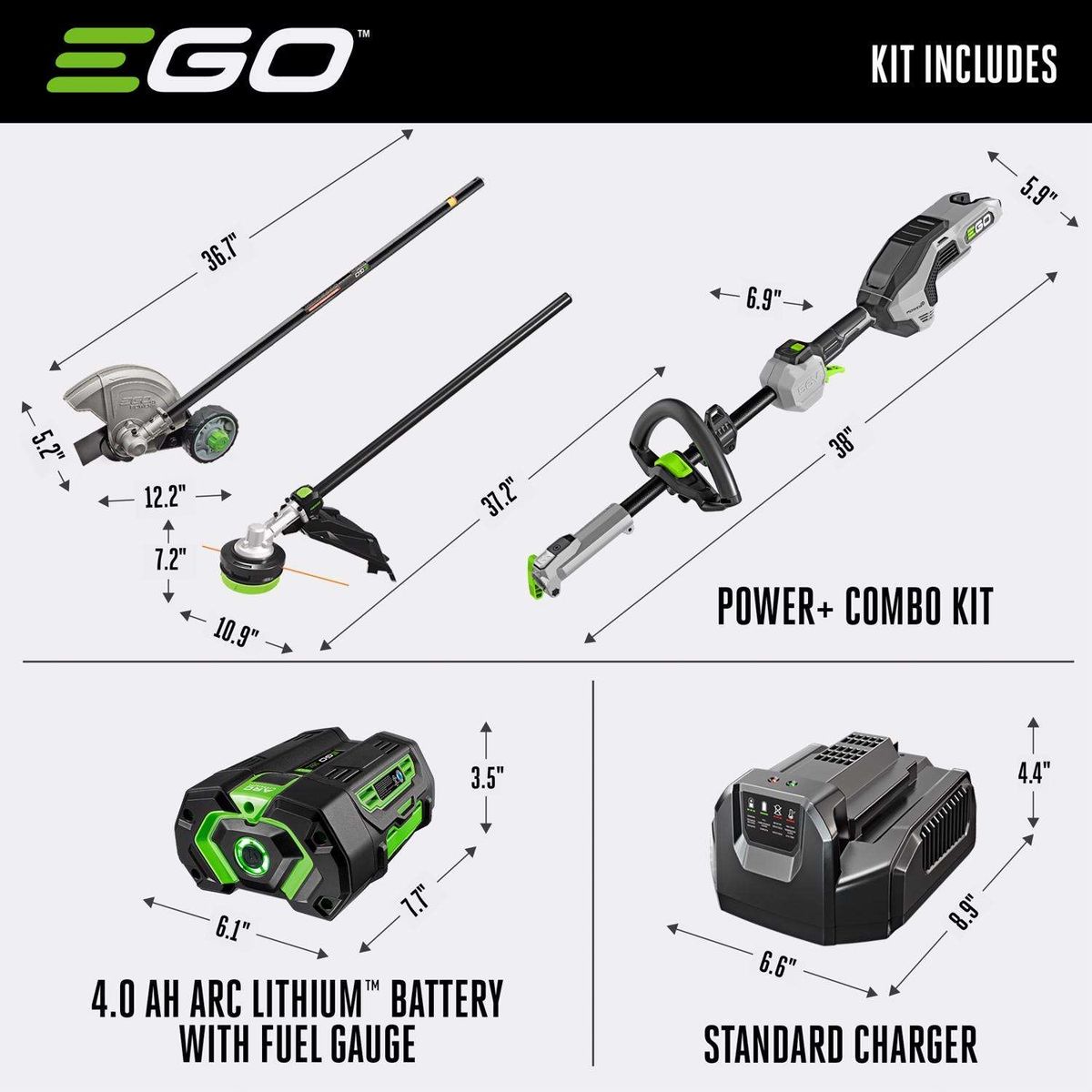New in Box- EGO Power+ Multi-Head Carbon Fiber System MHC1603 Edger/Trimmer Kit with Battery & Charger