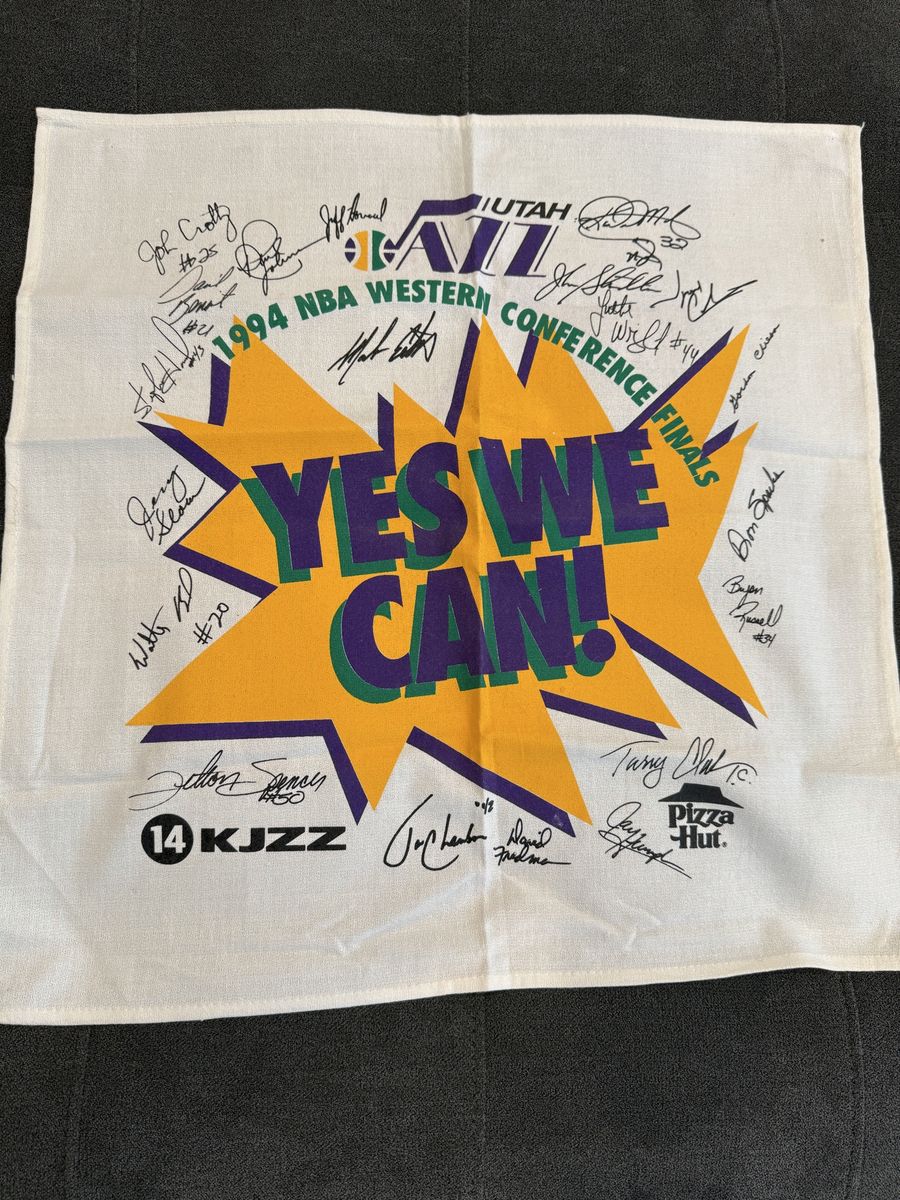 Utah Jazz 1994 signed team rally towel