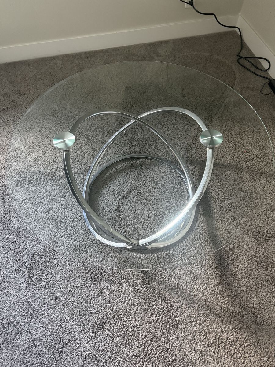 Chrome & Glass Round Coffee Table - Modern Design