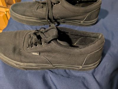 Vans Black Canvas Sneakers - Men's Size 9 Casual Shoes