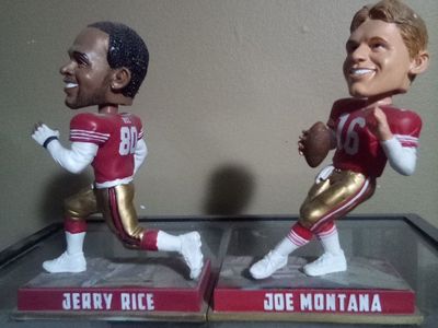 San Francisco 49ers Jerry Rice & Joe Montana Bobbleheads Set - NFL Football Memorabilia