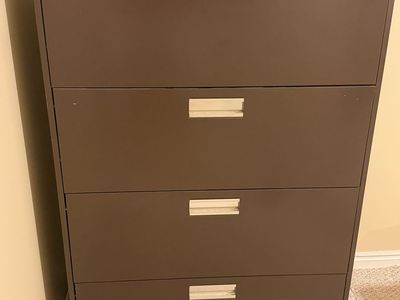 4-Drawer Metal Lateral Filing Cabinet - Brown Office Storage