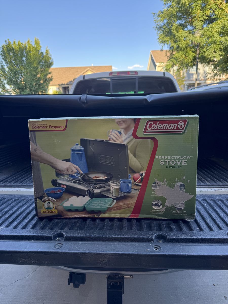 Coleman PerfectFlow 2-Burner Propane Camping Stove in Box