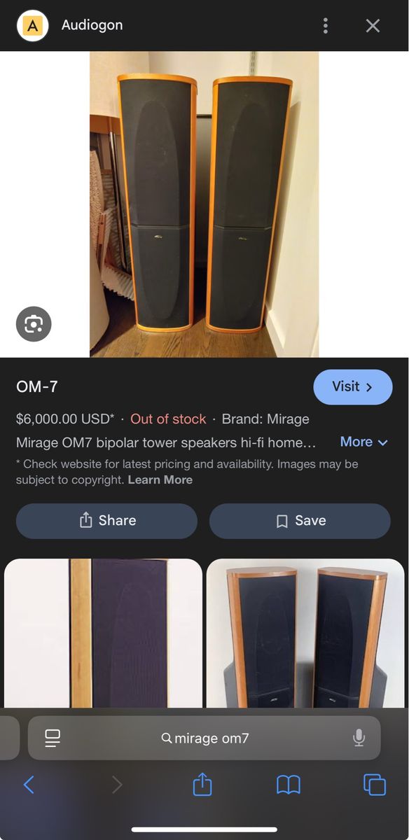 *RARE* Mirage OM-7 tower speakers