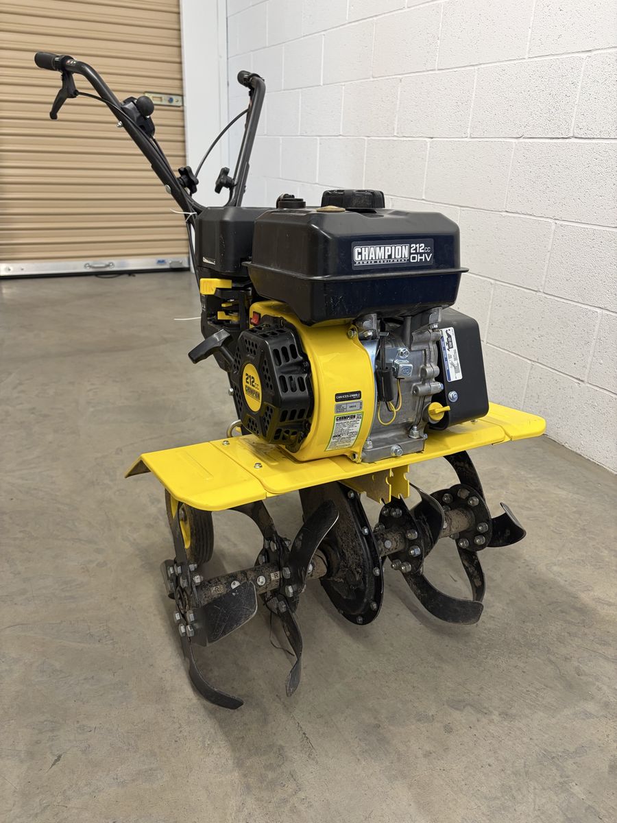 Champion 212cc 22-inch Dual Rotating Front Tine Tiller Cultivator Yellow