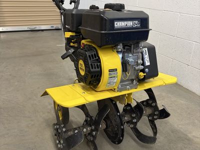 Champion 212cc 22-inch Dual Rotating Front Tine Tiller Cultivator Yellow