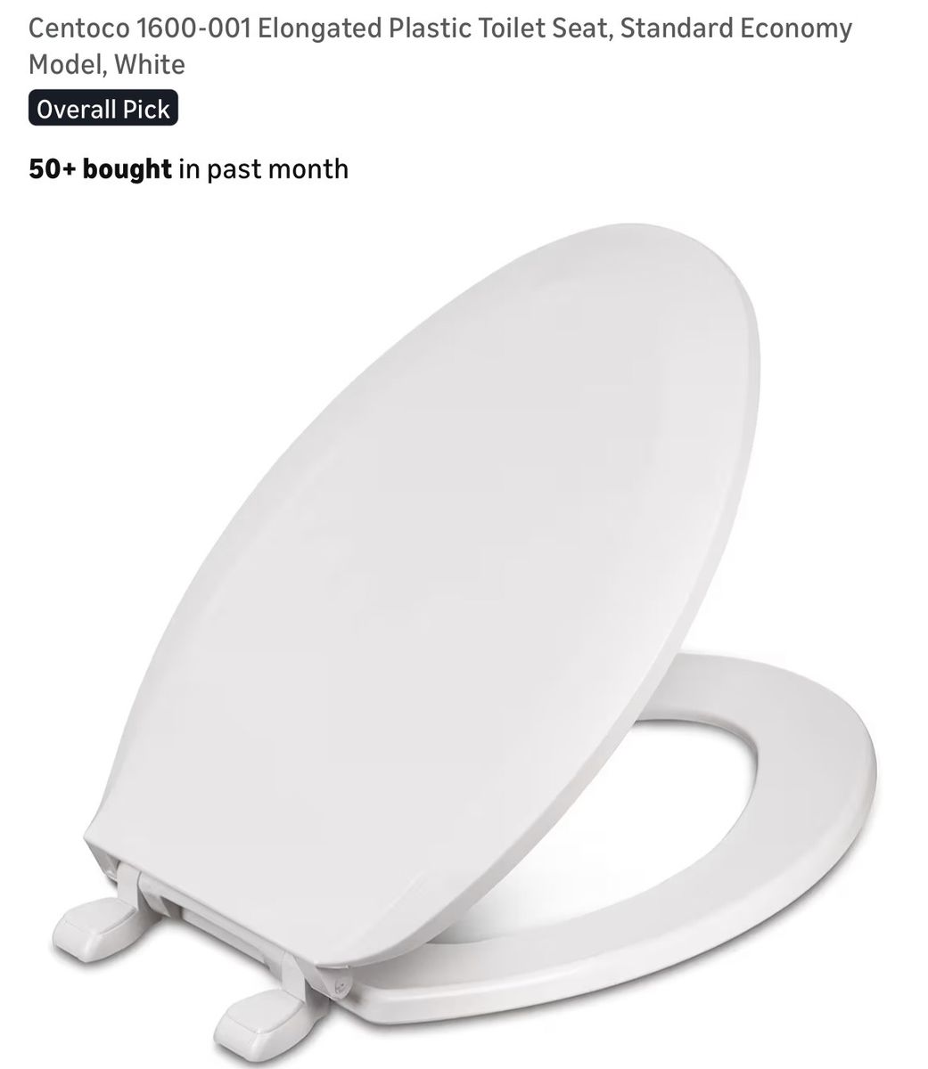 New Centoco Elongated Plastic Toilet Seat