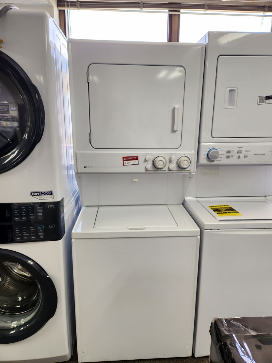 GREAT MAYTAG SINGLE UNIT WASHER AND GAS DRYER STACKER! W-WARRANTY