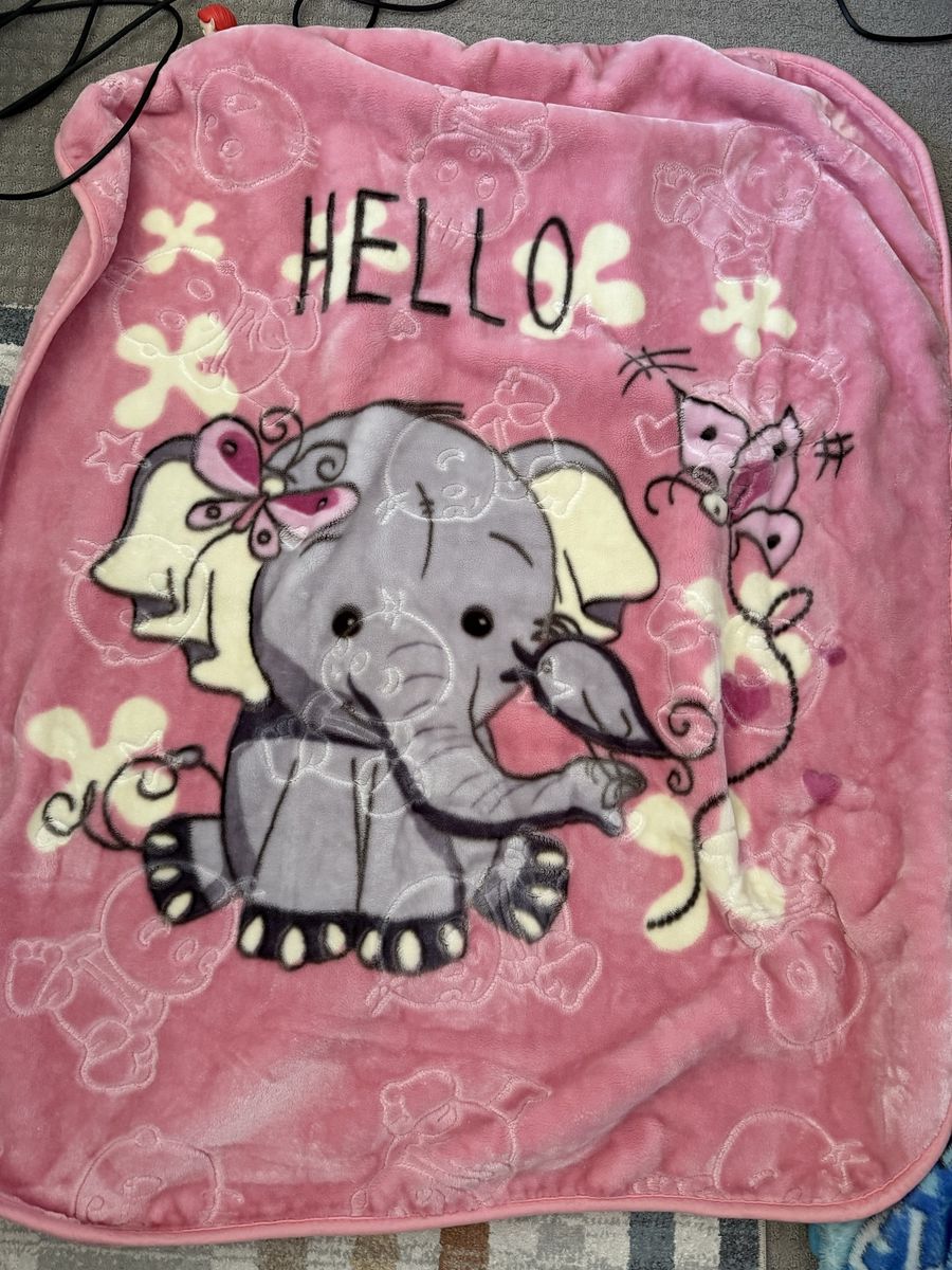 Pink Plush Elephant Baby Blanket