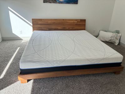 CB2 solid teak king bed frame