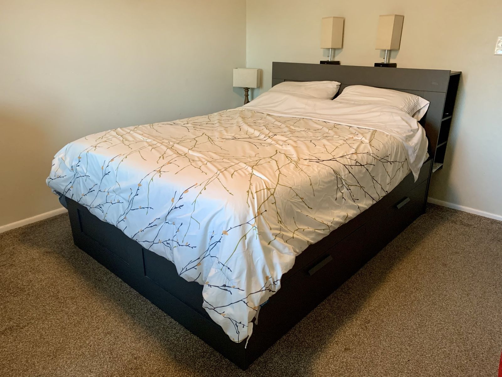 IKEA BRIMNES queen bed frame with storage (excluding mattress)