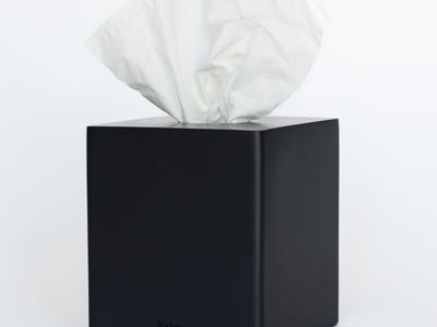 Modern Weighted Stone Resin Tissue Box Cover- Matte Charcoal Gray (Iron)