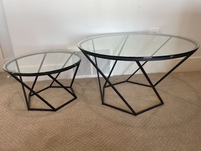 Modern Glass Coffee Table & Side Table Set