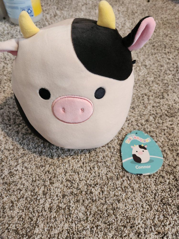 Squishmallows Connor The Cow Plush Stuffed Animal Toy, Black and White, With Tags (not attached)