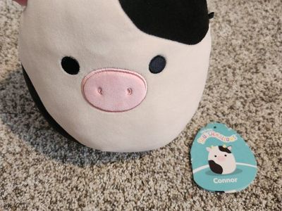Squishmallows Connor The Cow Plush Stuffed Animal Toy, Black and White, With Tags (not attached)