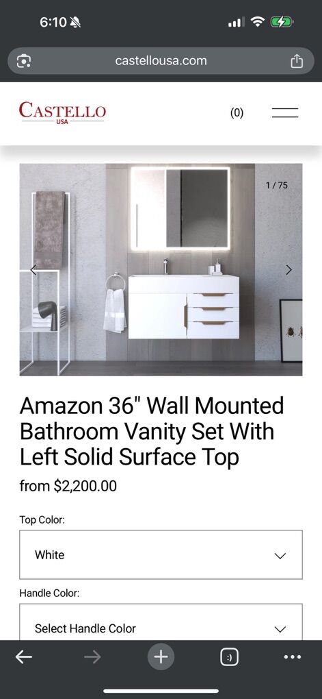 White 36 Wall Mounted Bathroom Vanity Set NEW