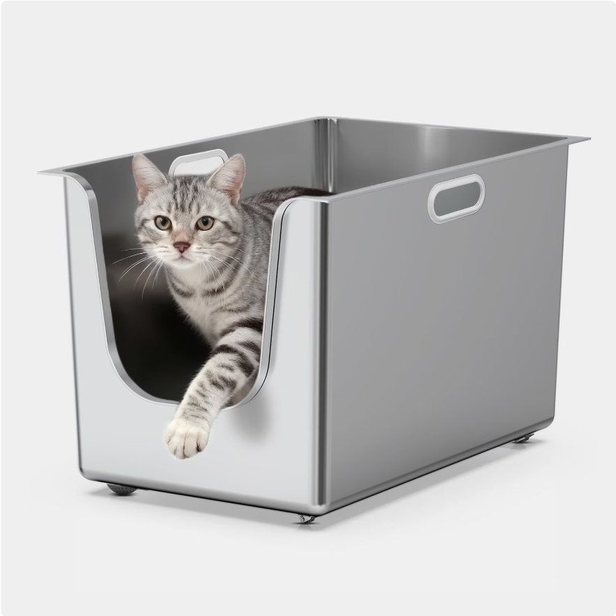 Stainless Steel Litter Box 11.8“ High Sides