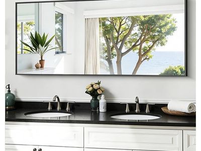 KOCUUY Black Bathroom Mirror, 20x48 Inch Rectangle Mirror for Over Sink, Modern Decorative Wall Mirror for Bedroom Living Room B