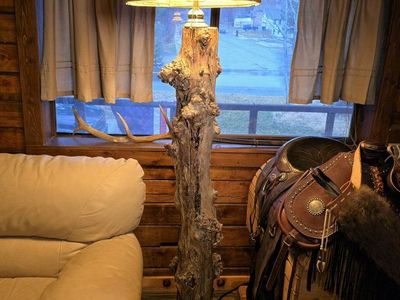 Knobby Wood Lodge/Cabin Floor Lamp Tall