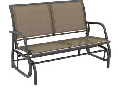 Outsunny Outdoor Glider Bench for 2 People Light Mixed Brown Color Maximum Load 572 lbs.