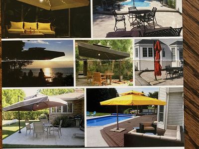 Summer Accents 10x10 Retractable Shade Umbrella Taupe with Base and Lights