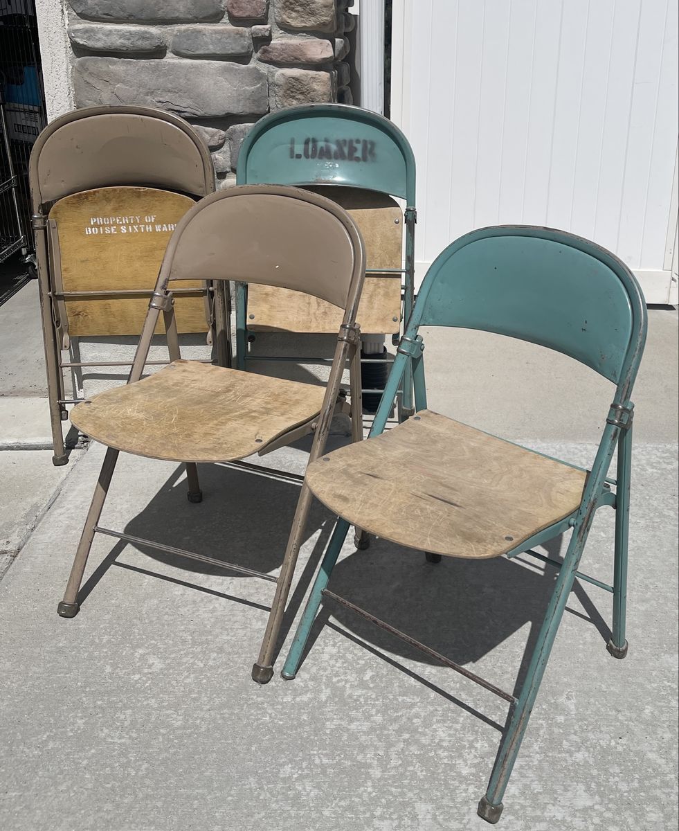 Vintage American Seating Co. Folding Chairs from Boise 6 Ward